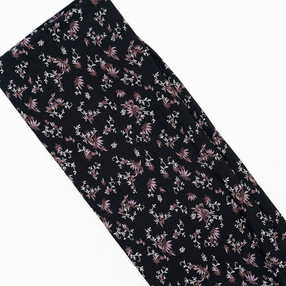 black rayon fabric with elegant print design