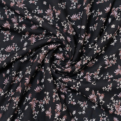 black rayon fabric with elegant print design