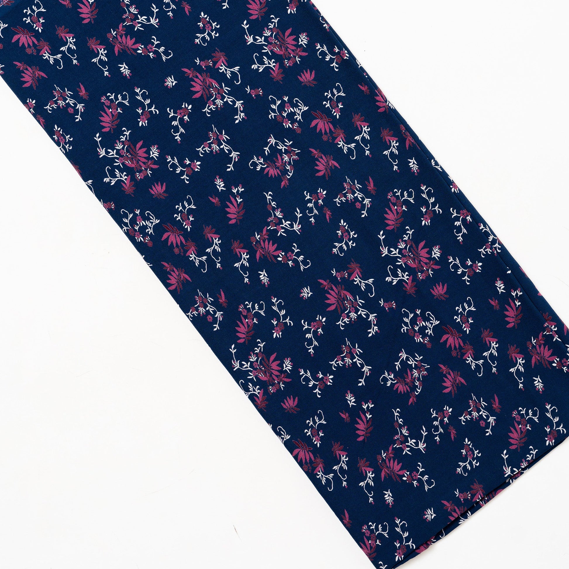 navy blue rayon fabric with elegant print