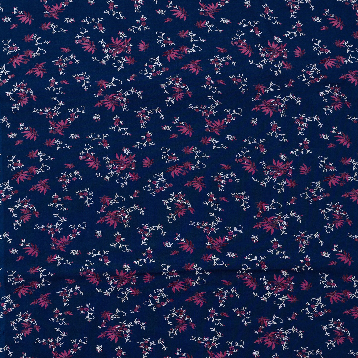 navy blue rayon fabric with elegant print