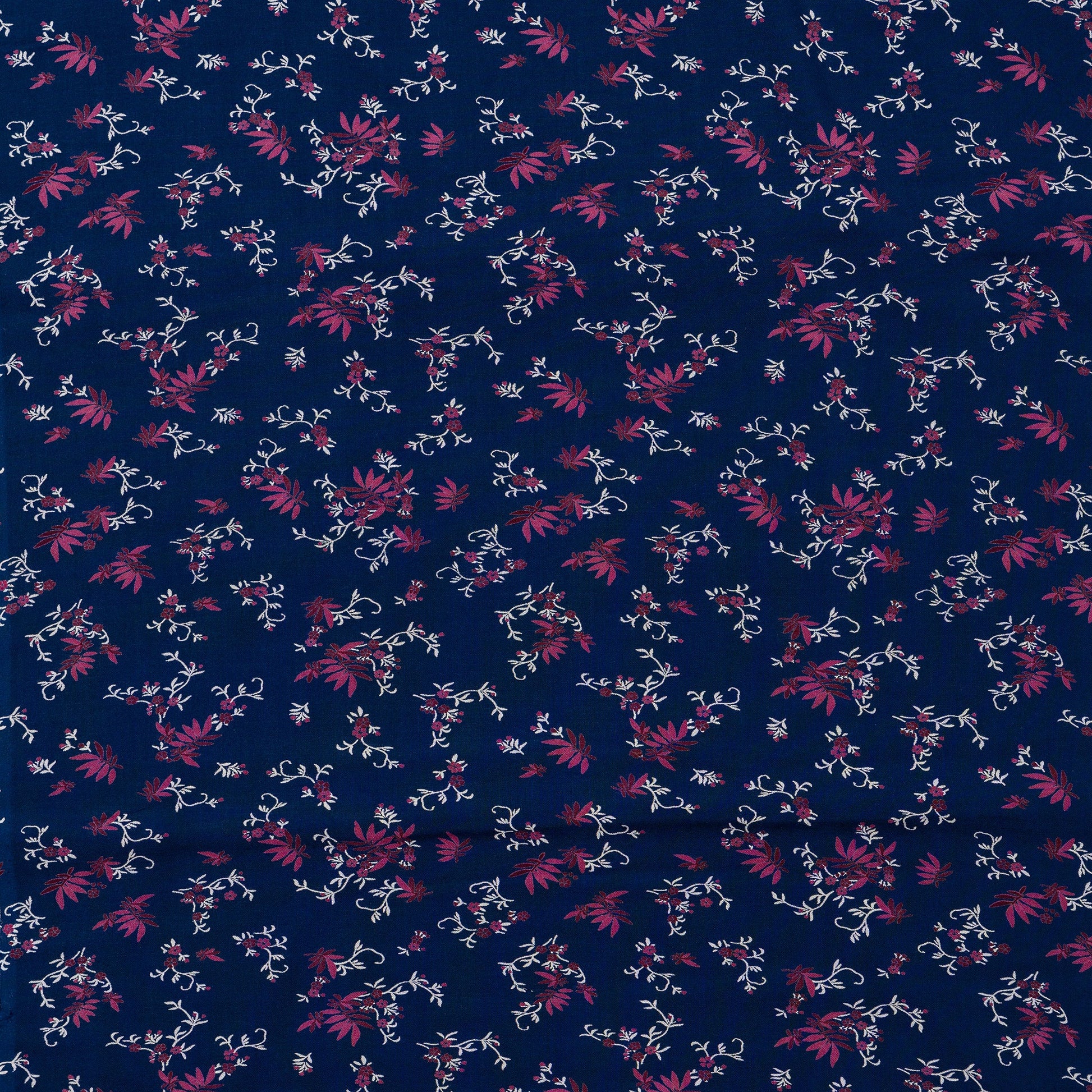 navy blue rayon fabric with elegant print