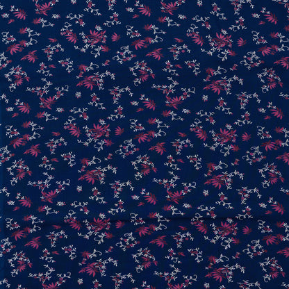 navy blue rayon fabric with elegant print