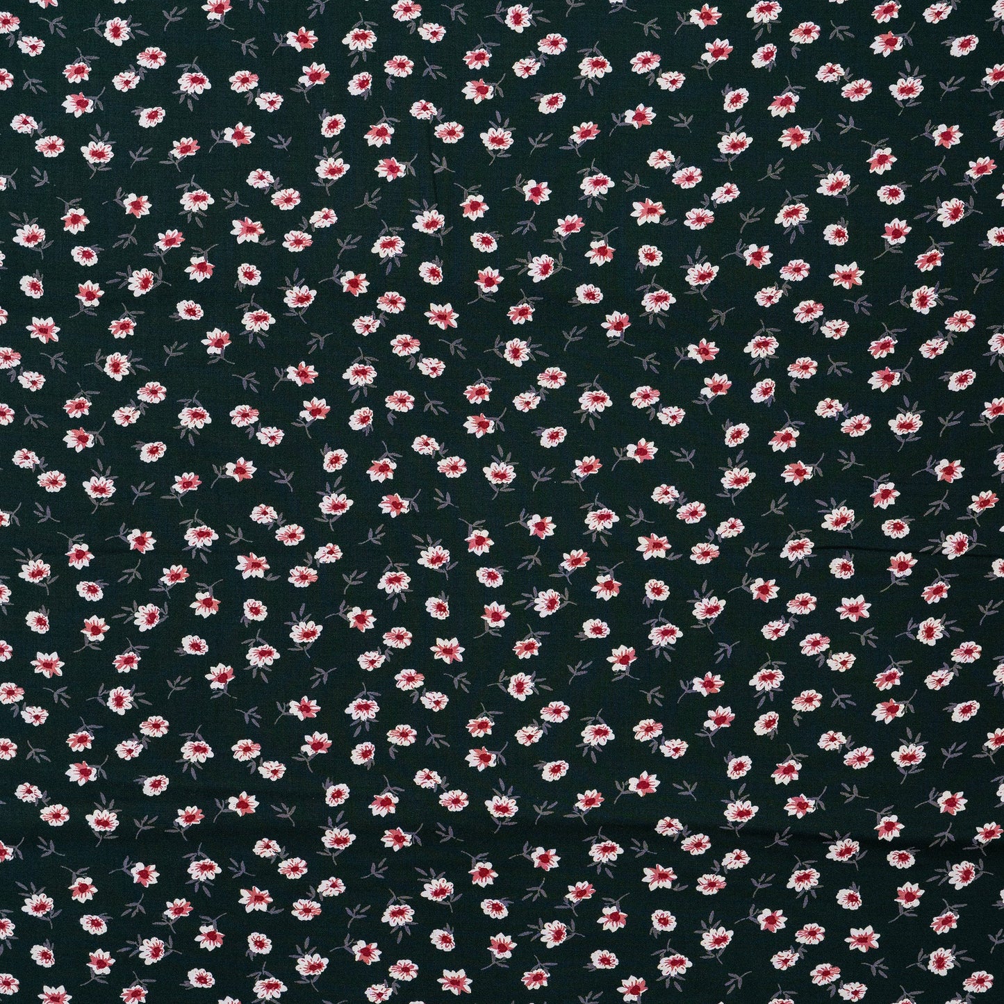 bottle green rayon fabric with floral prints