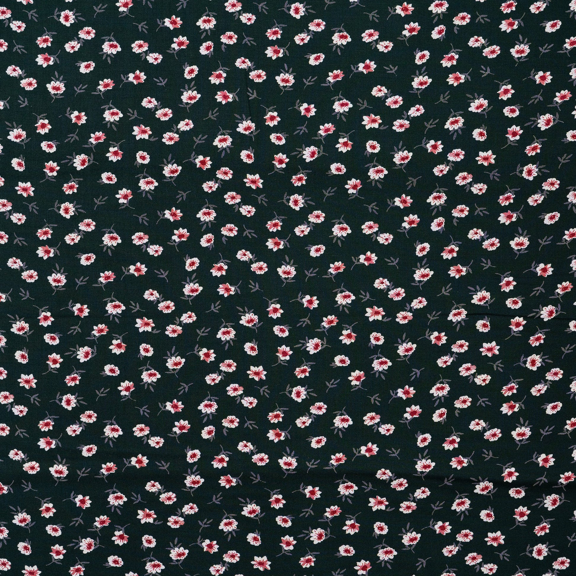 bottle green rayon fabric with floral prints