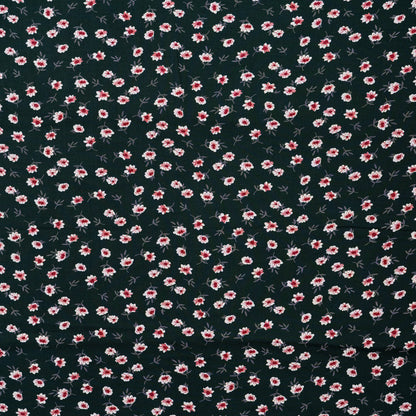 bottle green rayon fabric with floral prints