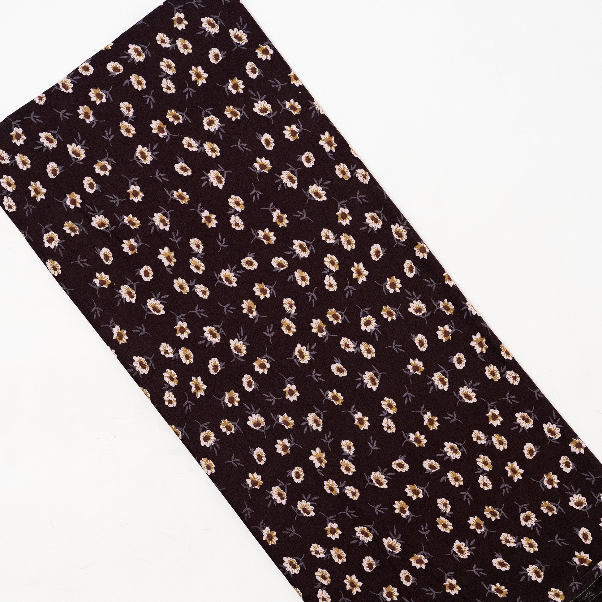 brown rayon fabric with floral prints