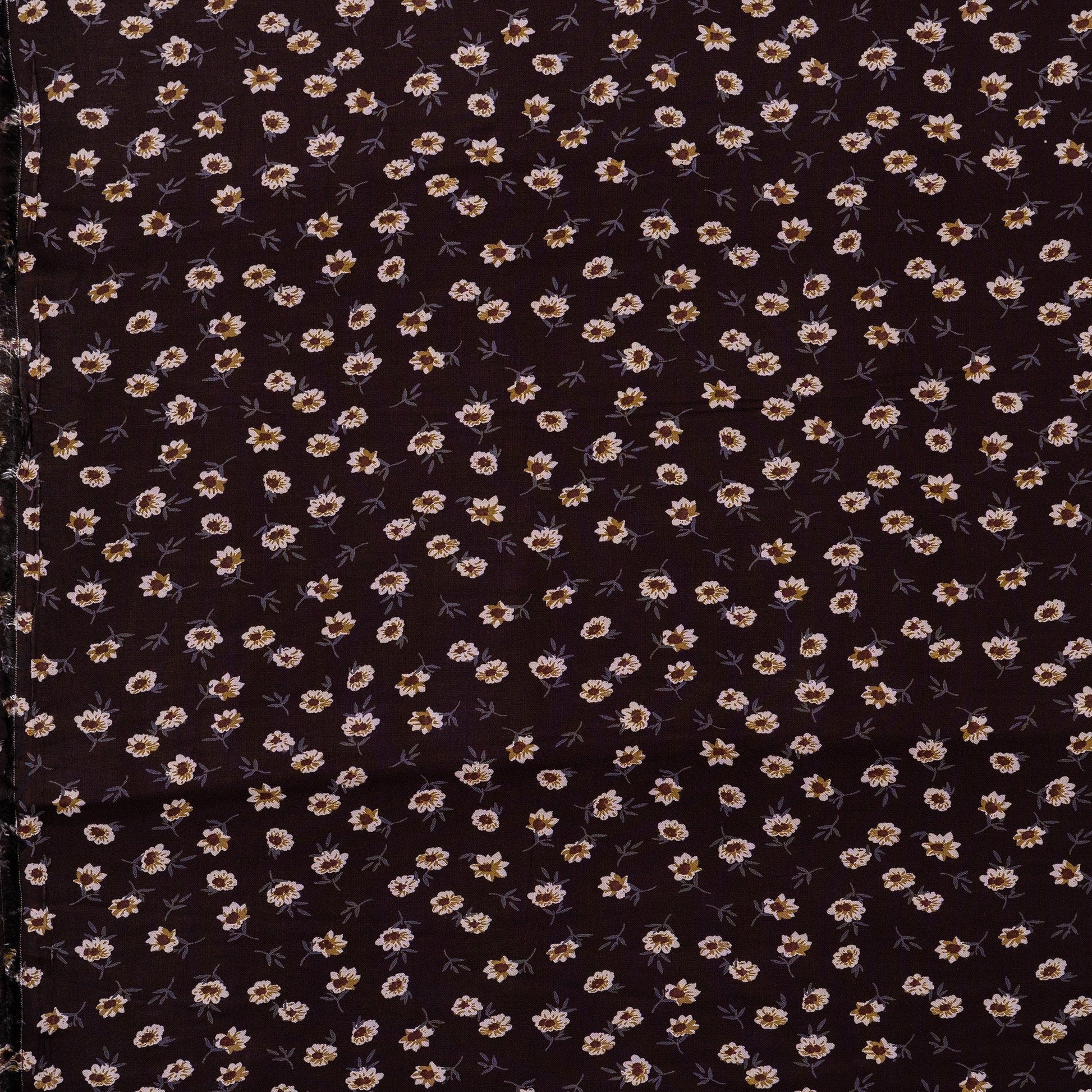 brown rayon fabric with floral prints