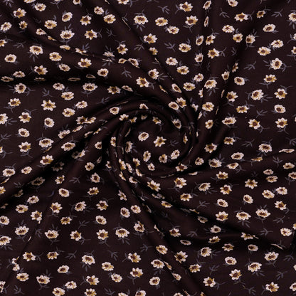 brown rayon fabric with floral prints