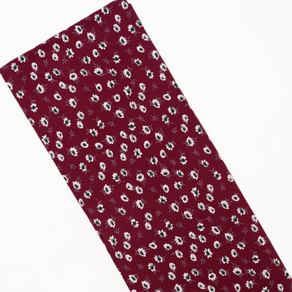 wine color rayon fabric with floral prints