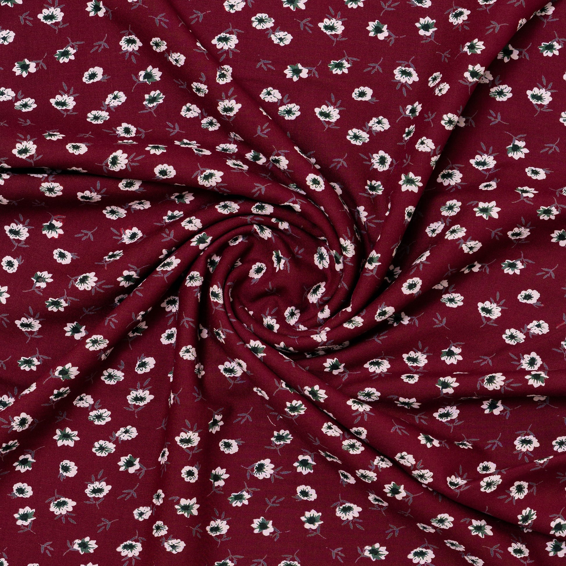 wine color rayon fabric with floral prints