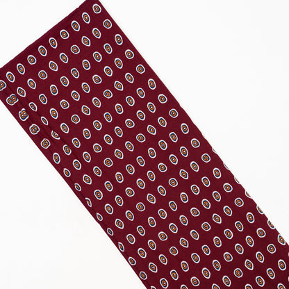 wine color rayon fabric with round designs