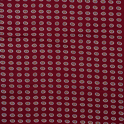 wine color rayon fabric with round designs