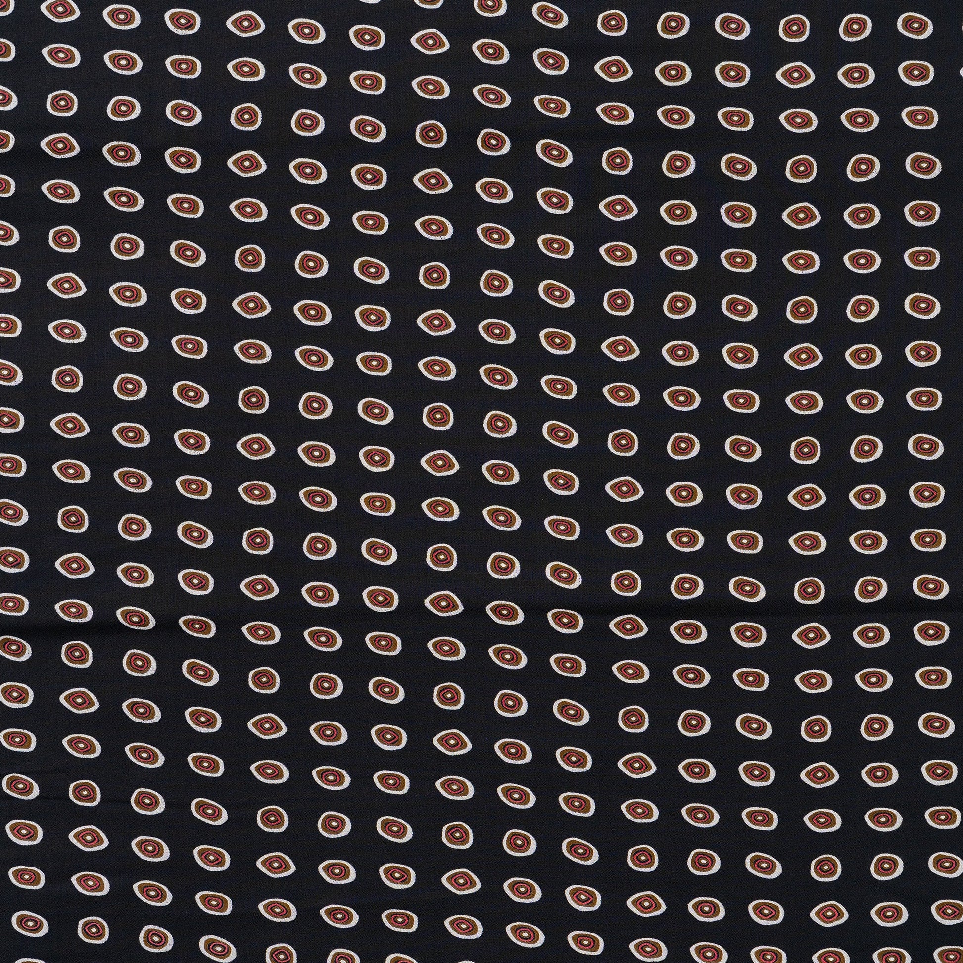 black rayon fabric with round designs