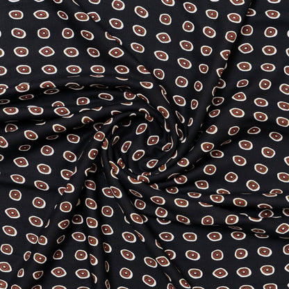 black rayon fabric with round designs 