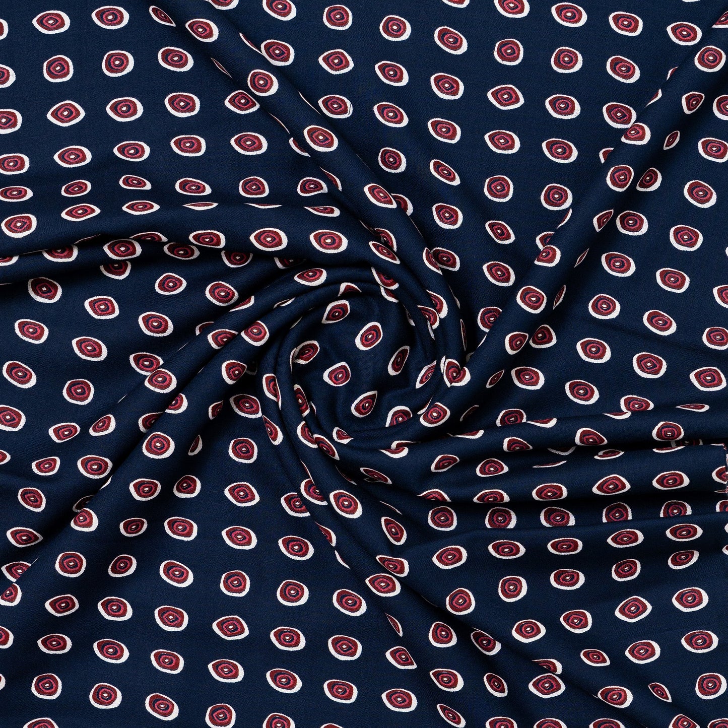 Navy Blue Rayon Printed Fabric