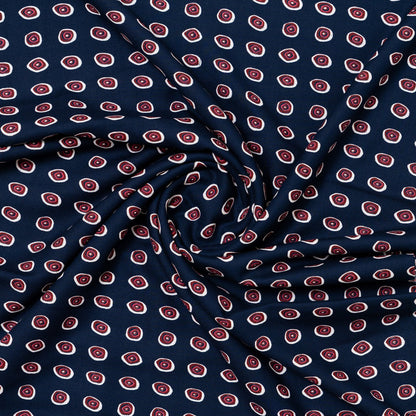 Navy Blue Rayon Printed Fabric