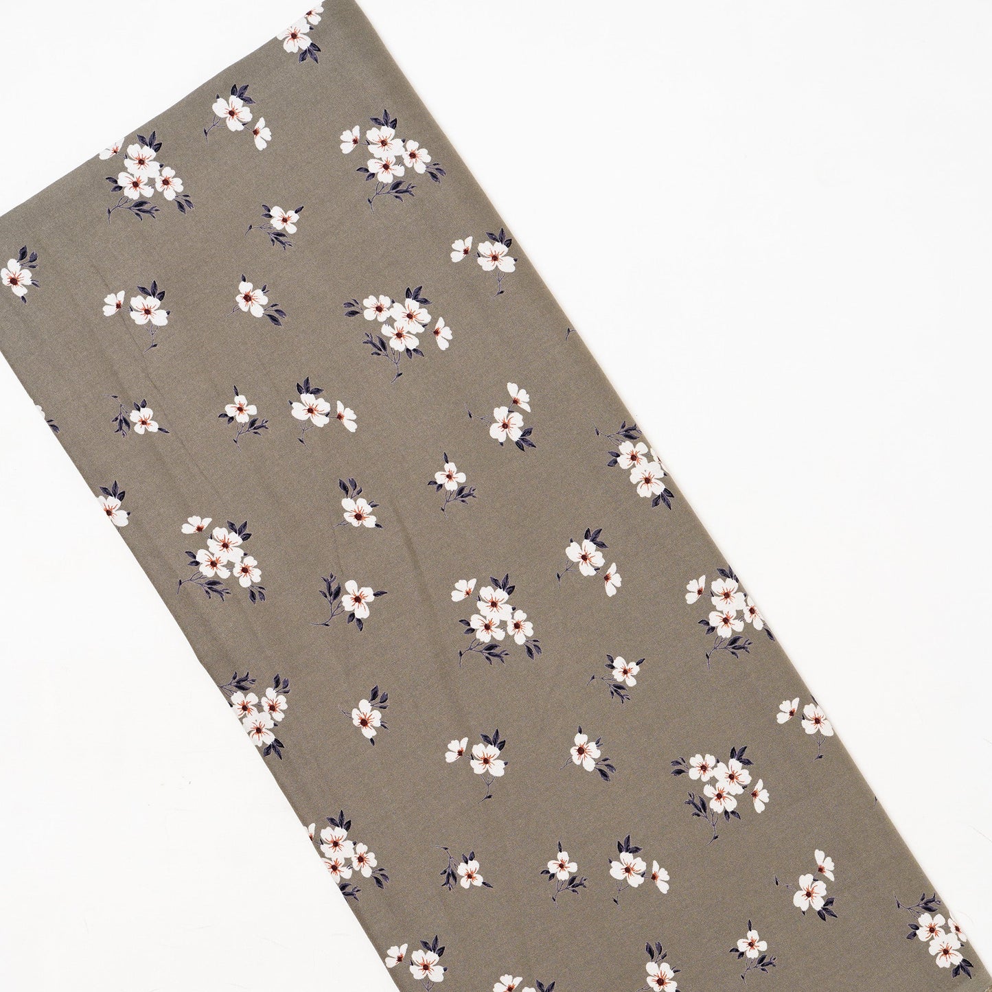 grey color rayon fabric with floral prints