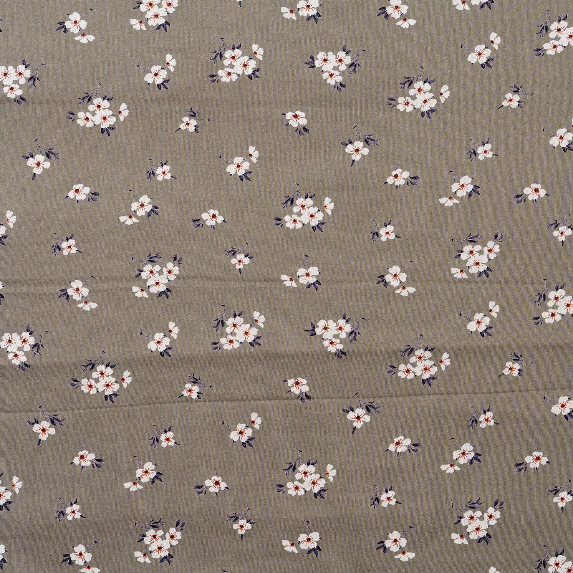 grey color rayon fabric with floral prints