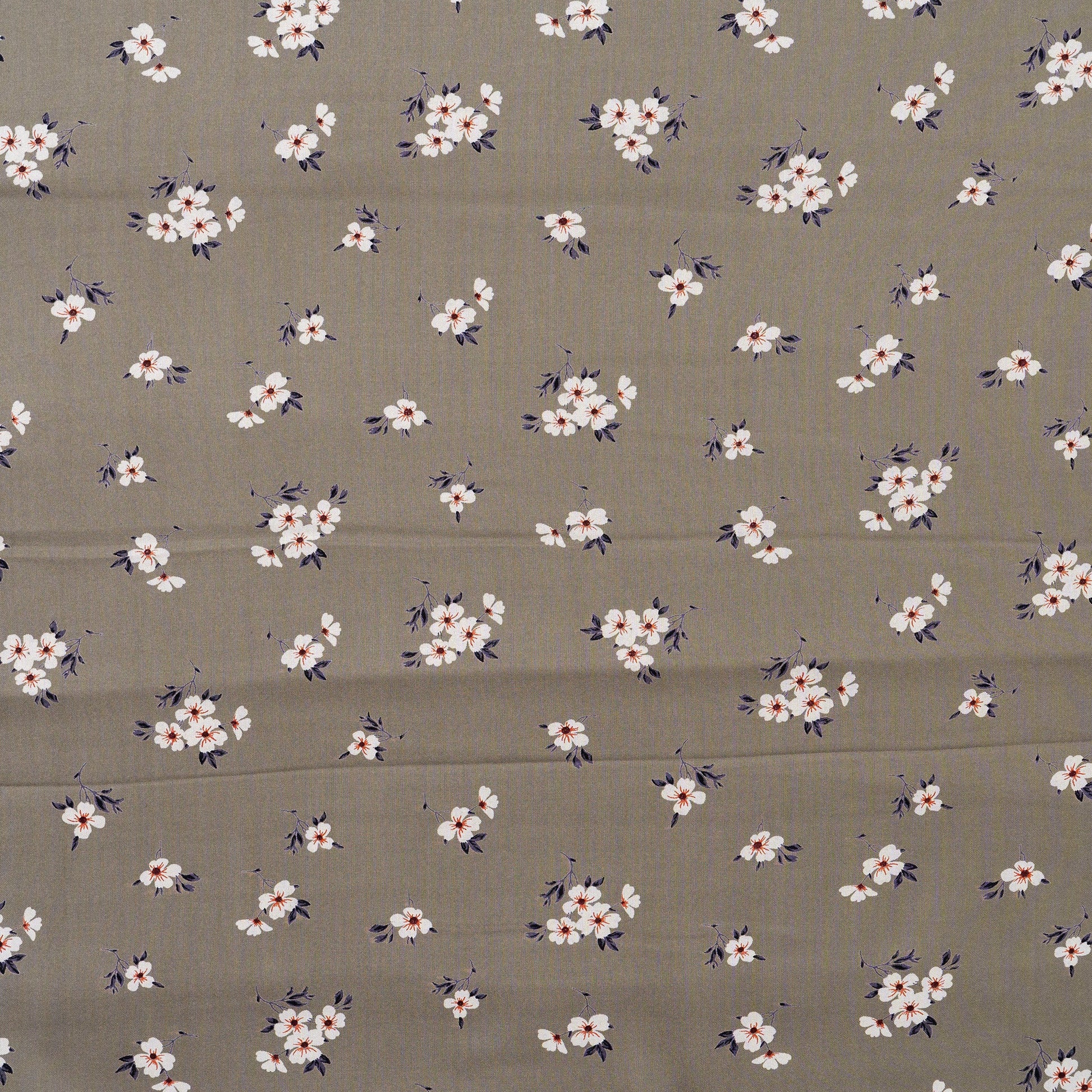 grey color rayon fabric with floral prints