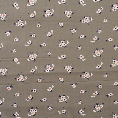 grey color rayon fabric with floral prints