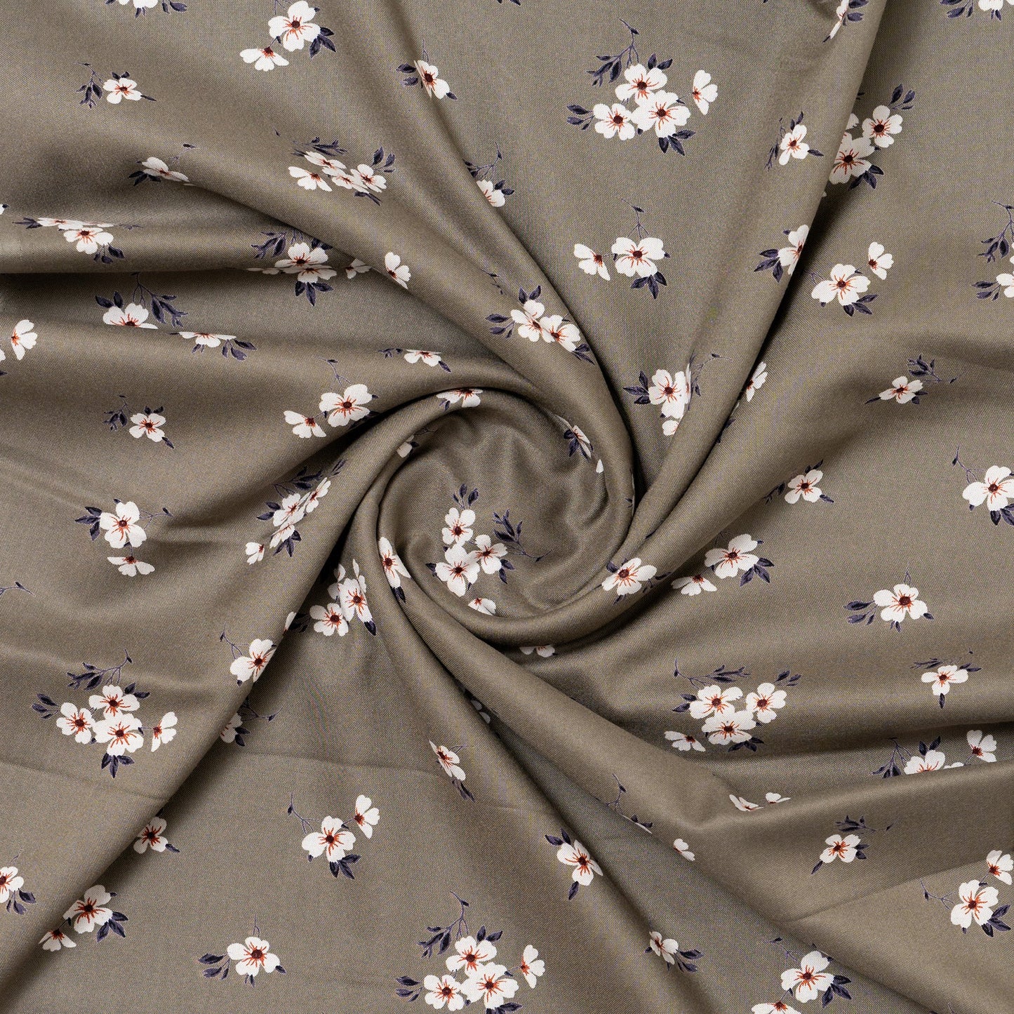 grey color rayon fabric with floral prints