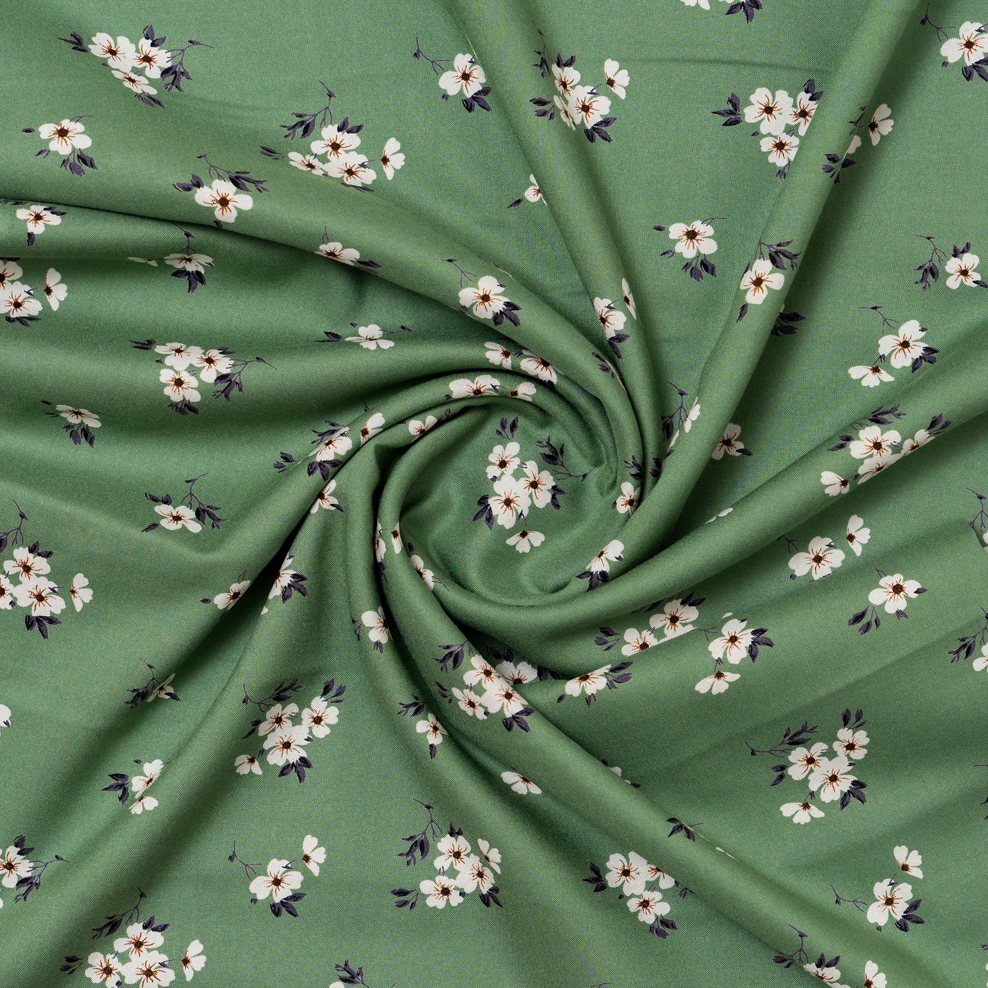 pastel green color rayon fabric with floral print design