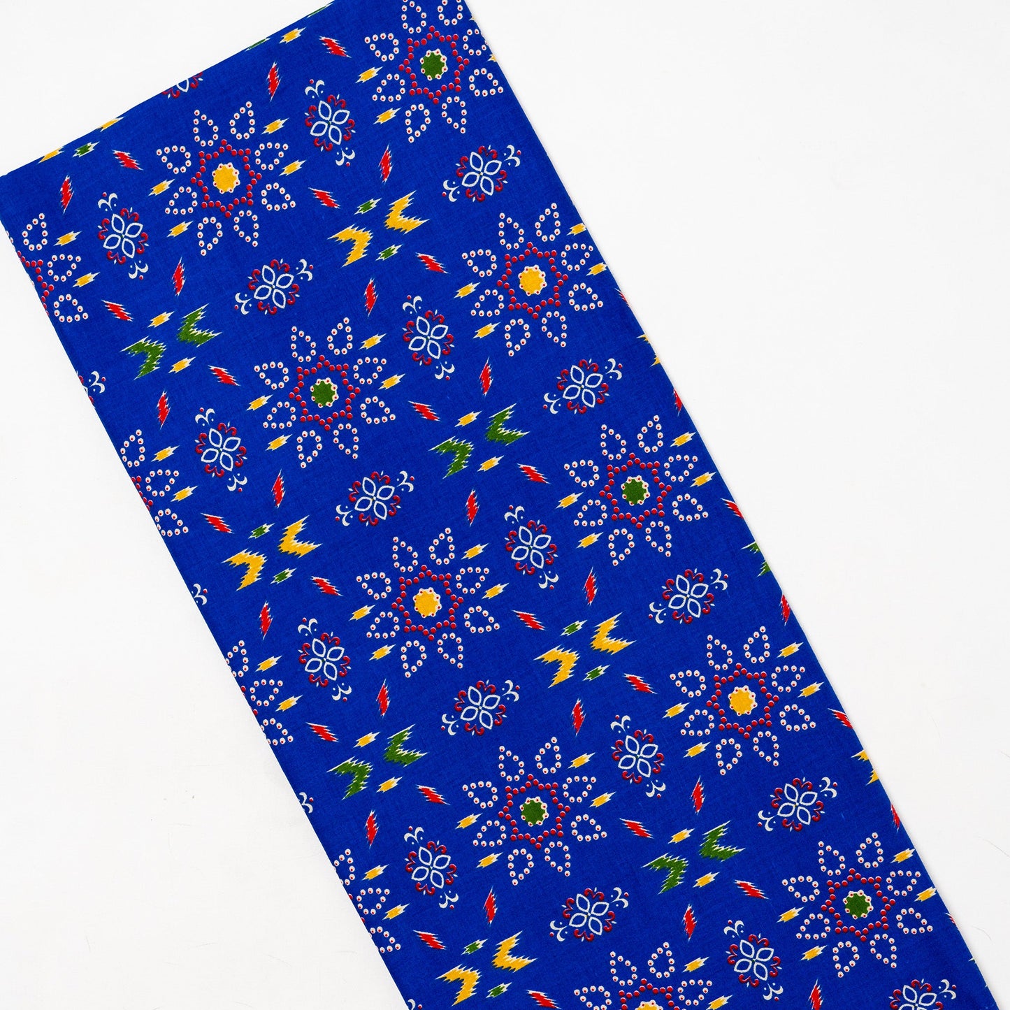 blue color cambric cotton fabric with multi color prints