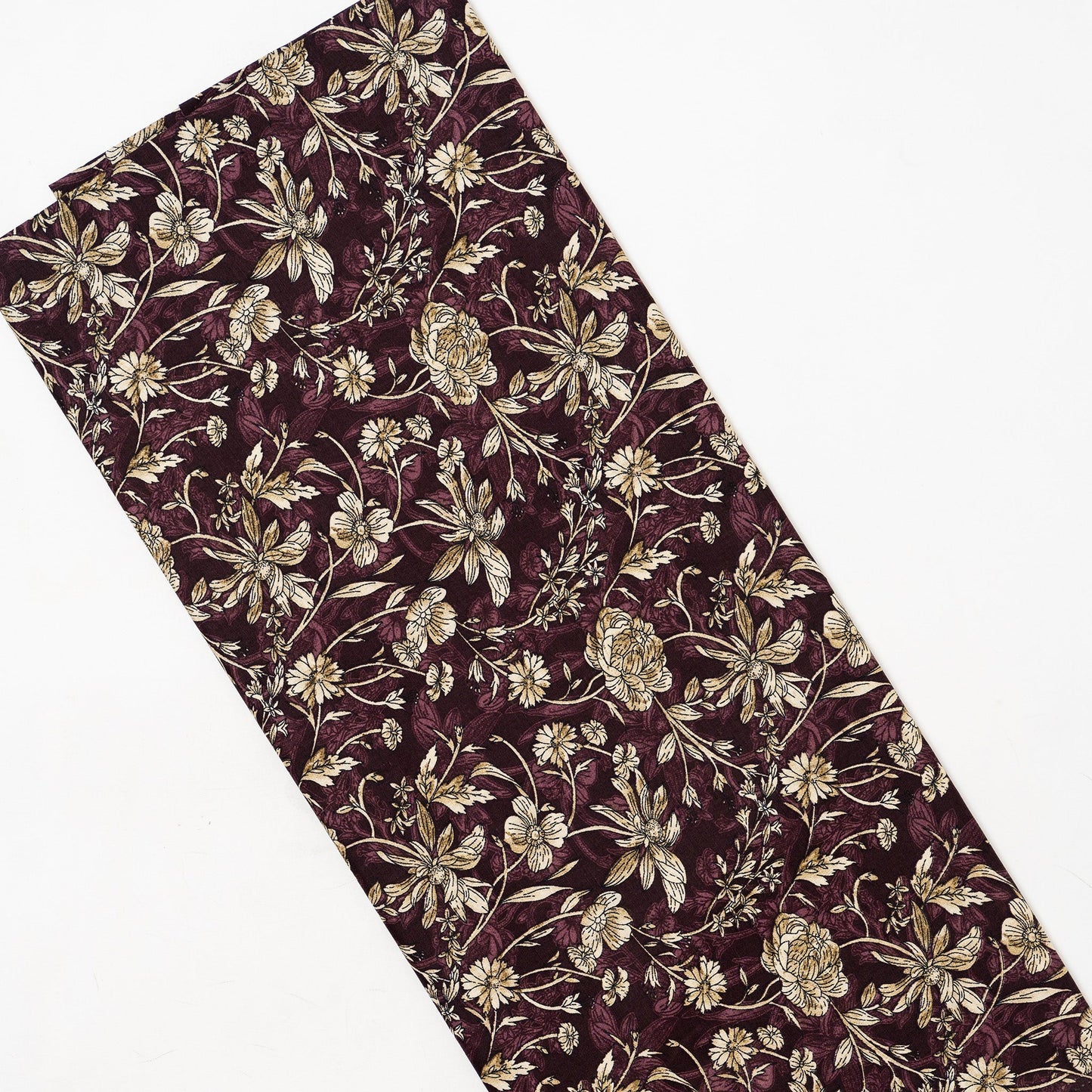 brown cotton fabric with floral print design