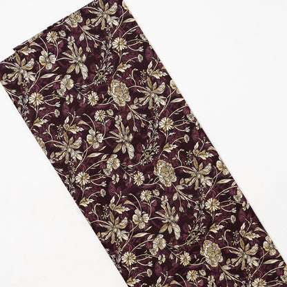 brown cotton fabric with floral print design