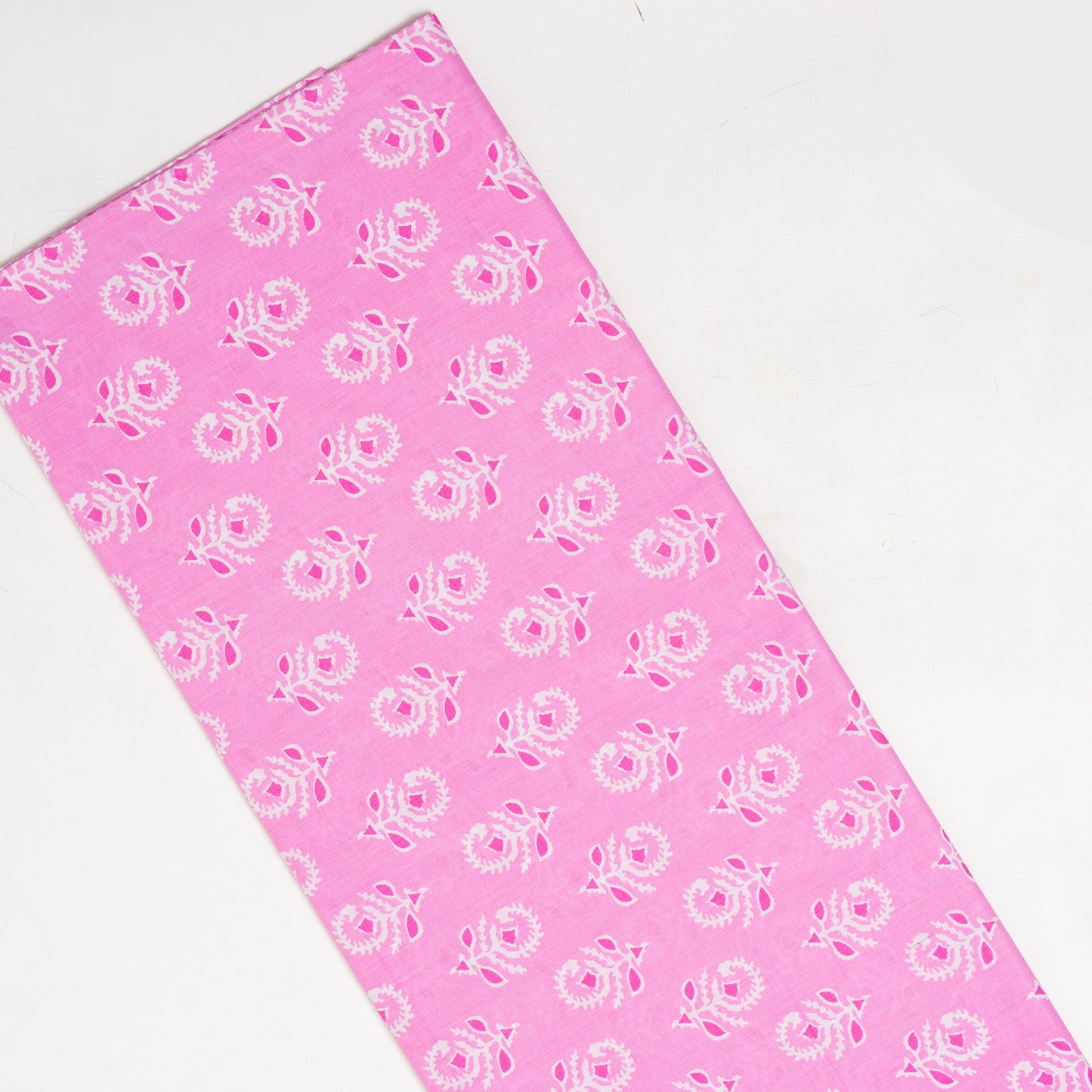 pink color cotton printed fabric