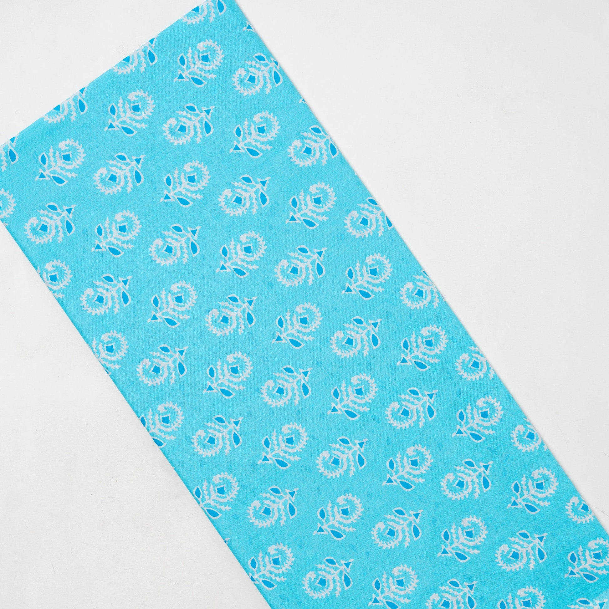 blue color cotton printed fabric