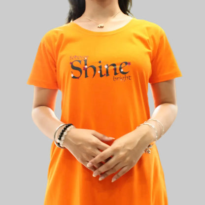 Orange Shine Hosiery Cotton Knee-Length Short Nighty with Pocket