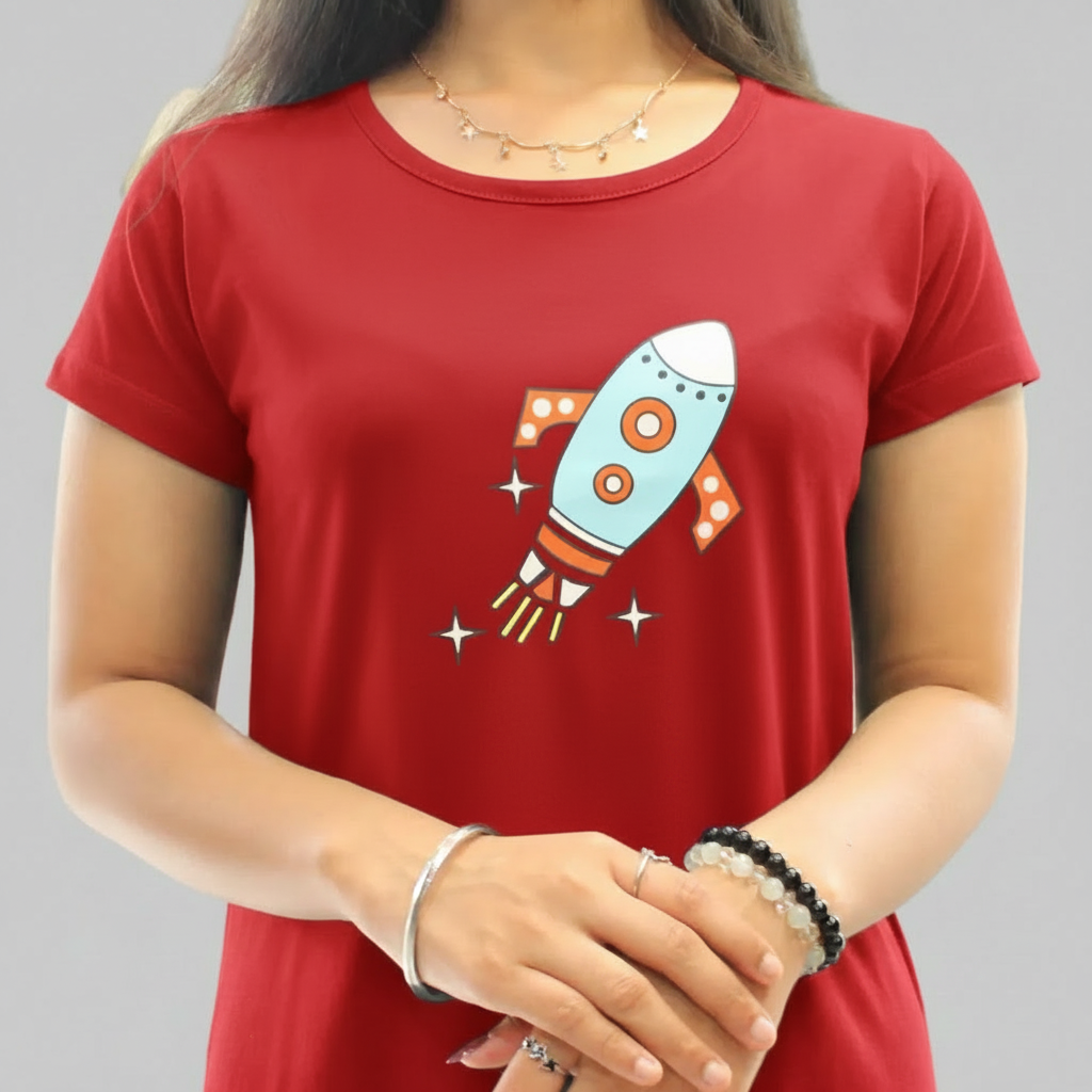 Red Rocket Hosiery Cotton Knee-Length Short Nighty with Pocket