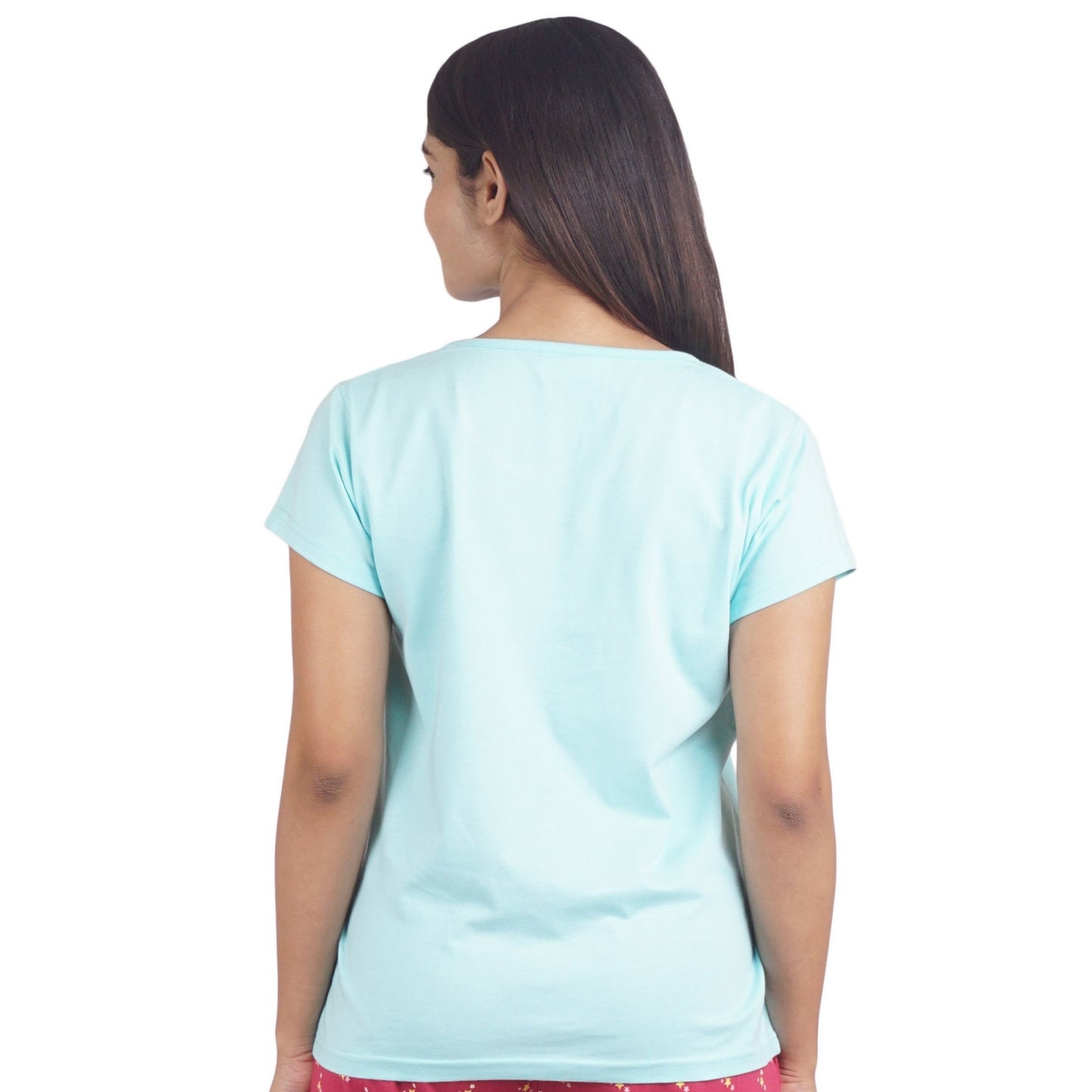 back view of light blue plain t shirt 