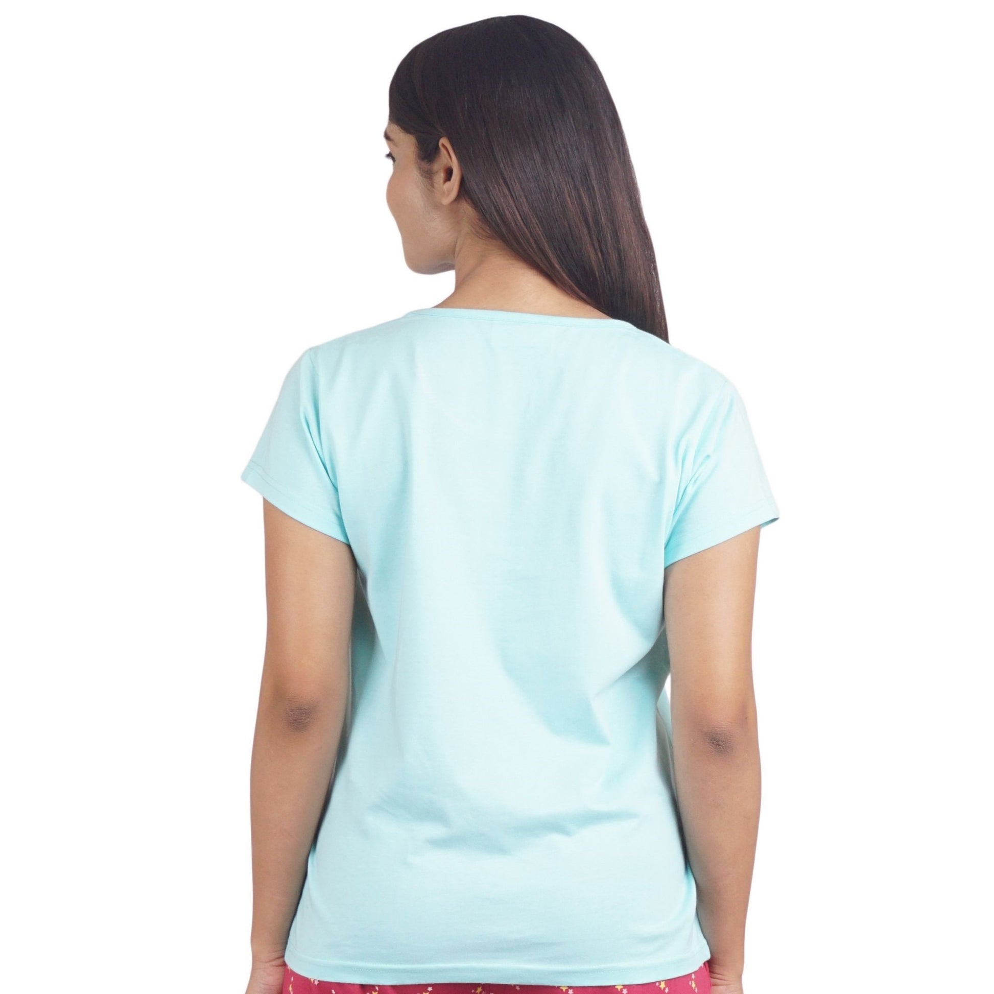 back view of light blue plain t shirt