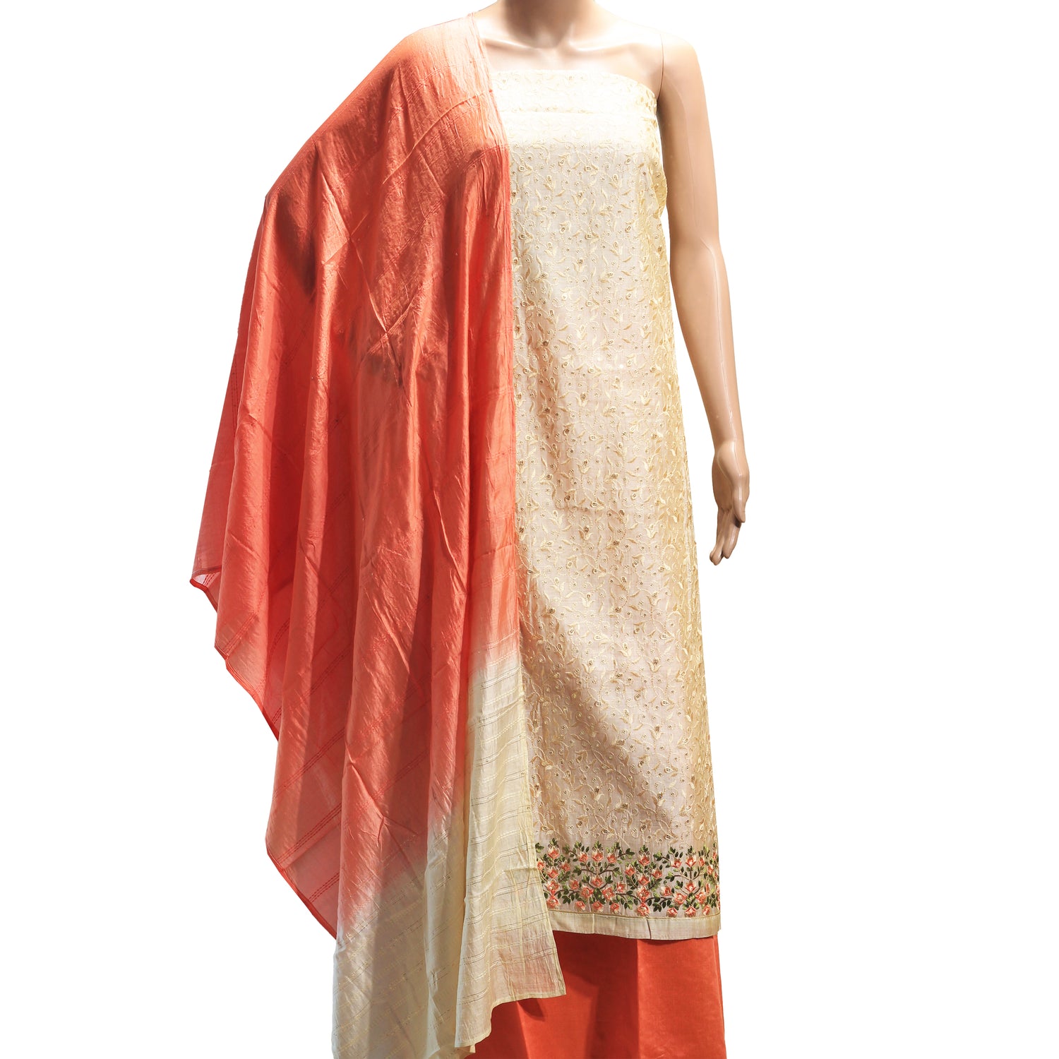 indian ethnic wear. Silk dress material unstitched with embrodiery