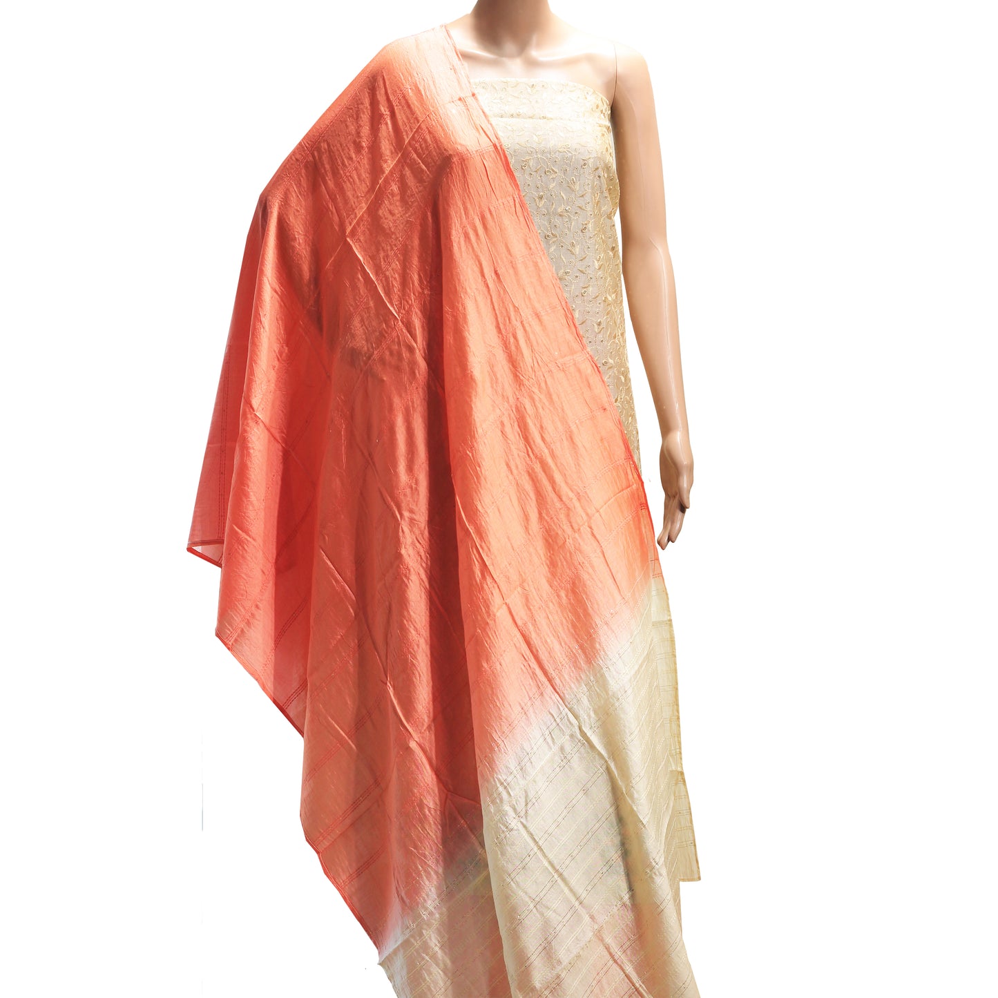 dress material with silk shaded dupatta