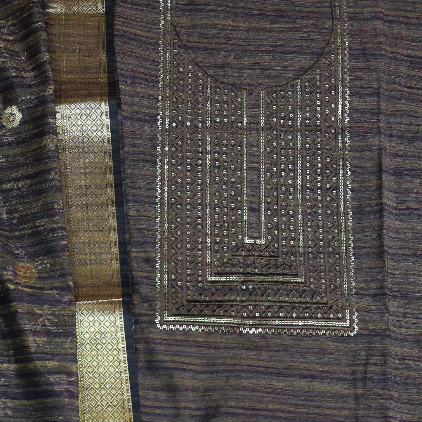 Purple Khadi Silk Dress Material