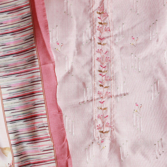 Baby Pink Silk Dress Material
