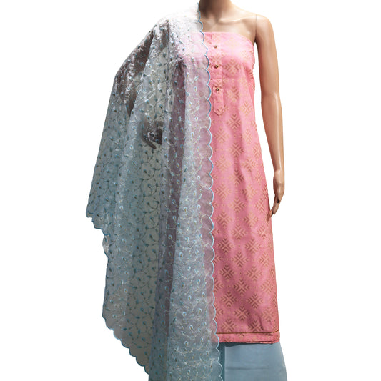 Pink Silk Party Wear Dress Material
