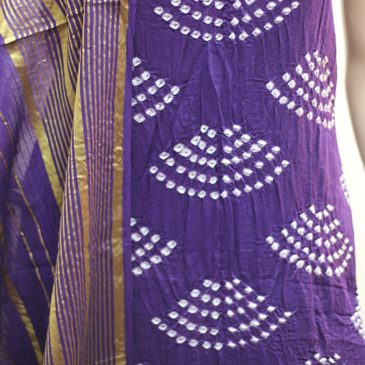 Purple Cotton Bandhani Dress Material